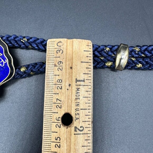 Vintage Braided Rope Belt Floral Enamel Seashell Buckle Gold Accents Asian Style - Picture 8 of 9